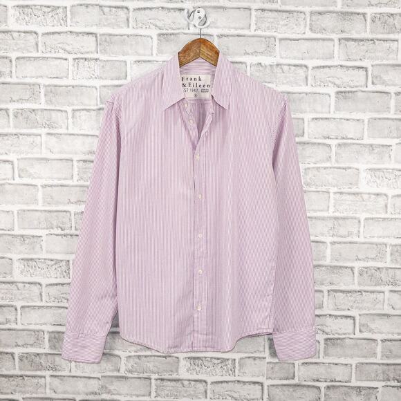 Frank & Eileen Men's Button up PAUL Shirt in light Purple Striped Cotton Small - Picture 1 of 6